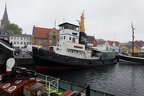 Regenwetter und Schifffahrt durch den Flensburger Hafen